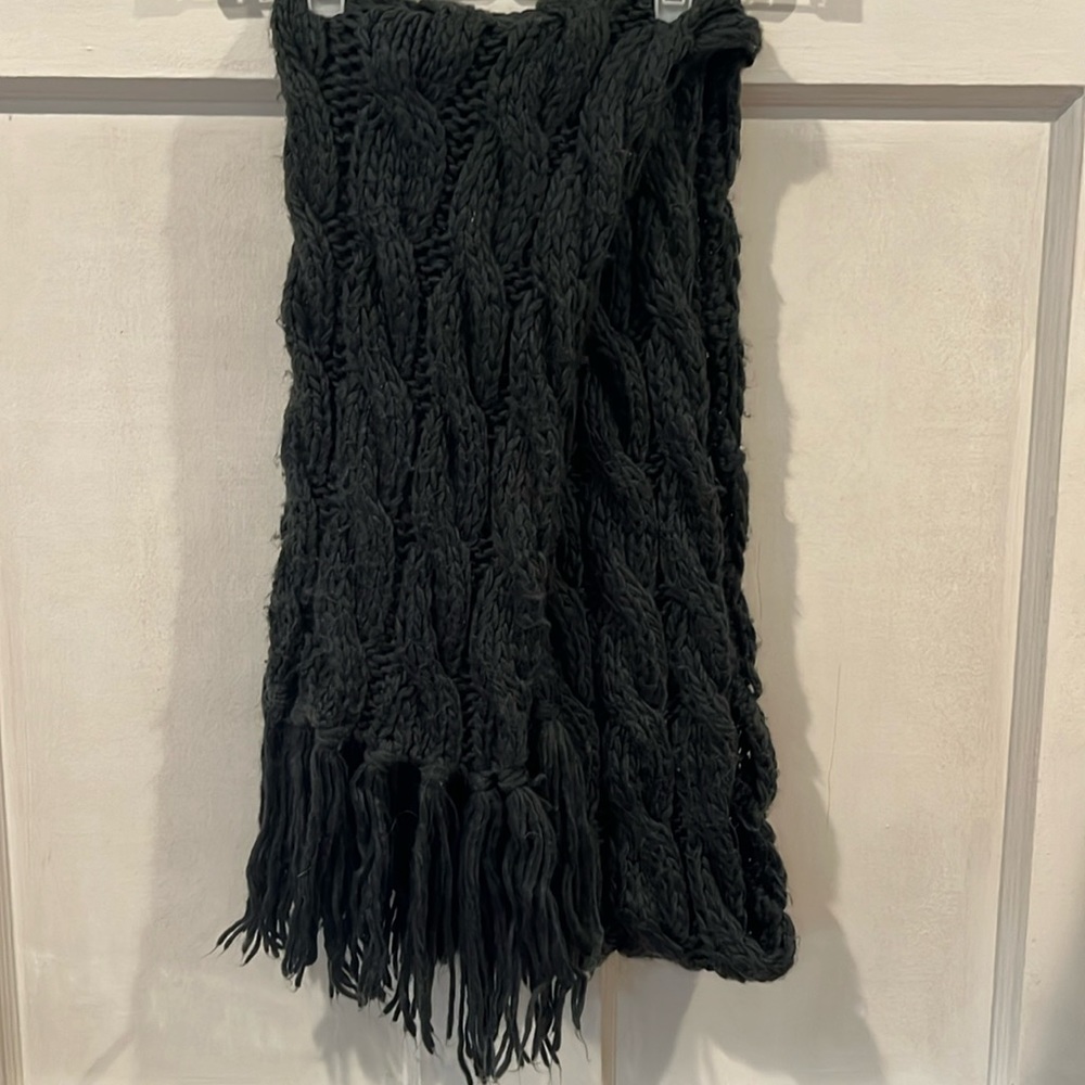 Long Charcoal Gray Knit Scarf